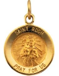 St. Saint Roch Medal Pendant 14K Gold Yellow R16309