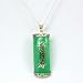 Pendentif Chinois Rectangulaire en Argent Fin 925 et Jade sur une Chaîne de 45cm