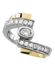14K White And Yellow Gold - 3/4 ct Tw Diamond Right Hand Ring