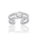 14k White Gold Double Band CZ Toe Ring