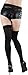 ToBeInStyle Women’s Spooky Skeleton Leg Bones Print Thigh High Stockings w/Rose