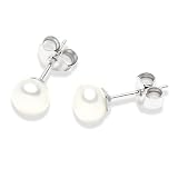 VALERO PEARLS Süßwasser-Zuchtperlen Ohrstecker 6,0 - 6,5 mm in weiß 181130