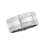 14K White Gold Hand-Engraved Wedding Band - Sizes 5 - 8. No half sizes.
