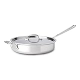 All-Clad PR4403 Stainless Steel Tri-Ply Bonded Dishwasher Safe 3-Quart Saute Pan with Lid Cookware, Silver