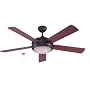 Litex TIT52ABZ5LKRC Titan 52-Inch Five-Blade Ceiling Fan with Remote Control, Aged Bronze with Teastain Glass Light