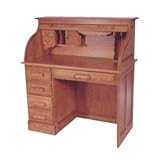 Haugen Traditional Oak Rolltop Single Pedestal Desk