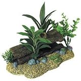Log Cavern with Plants - 9 in. x 5 12 in. x 5 in.