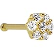 Solid 14KT Yellow Gold Clear CZ Flower Nose Bone