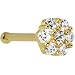 Solid 14KT Yellow Gold Clear CZ Flower Nose Bone
