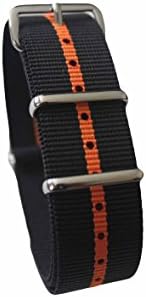 Watch Aficionado 24 - Watch Bands Straps - Choice Of Color 20mm Premium Heavy Duty Durable Ballistic NATO Nylon James Bonds Style Straps (Black Orange, 20mm)