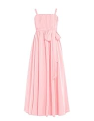 Pleated Lace Tea Length Chiffon Bridesmaid Dress 