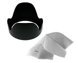 Canon EF-S 18-55mm f/3.5-5.6 IS Pro Digital Lens Hood (Flower Design) (58mm) + Nwv Direct Microfiber Cleaning Cloth.
