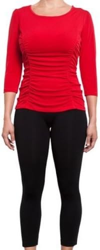 The Essential Womens 3/4 Sleeve Slimming Shirt by Slimmerz by Terri Gillespie® - Red-1X