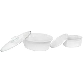 CorningWare French White 4-Piece Bake and Serve Set by CorningWare