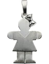 Kids Hugs Girl Pendant 14K Gold White 19555