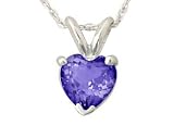 All-Natural Genuine 4 mm, Heart Shape Tanzanite pendant set in 14k White Gold