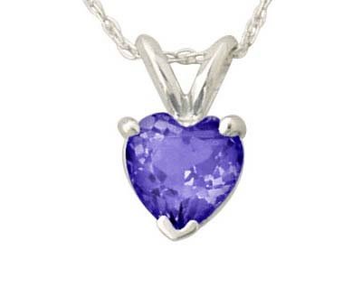 All-Natural Genuine 4 mm, Heart Shape Tanzanite pendant set in 14k White Gold