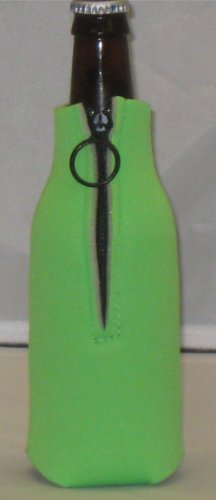 Collapsible Foam Beer Koozie Cooler with Zipper, Lime