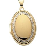 14K Two Tone Gold Oval Shaped Locket