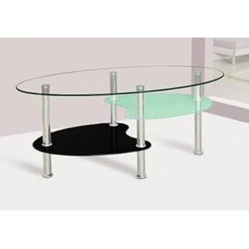 Table basse ovale transparente noire et blanche Garonne