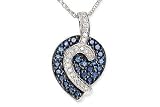 5/8 Carat Sapphire and Diamond 14K White Gold Pendant w/Chain