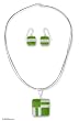 Dichroic glass jewelry set, 'Green Minimalism'