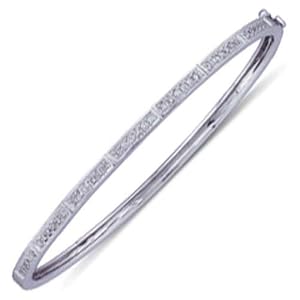 14K White Gold Diamond Bangle Bracelet
