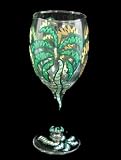 Bellissimo W-3001-STEM Hand Painted Party Palms Design 8 oz. Wine Glass