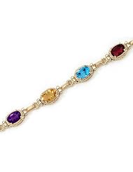 14K Yellow Gold Oval Multi Bracelet