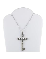 Sterling Silver Diamond Cut Key Pendant Necklace - 18 Inches