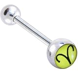 Zodiac Sign ARIES SYMBOL Logo Barbell Tongue Ring