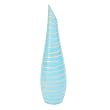 Handmade Terracotta Sky Blue Vase with Beige Stripes