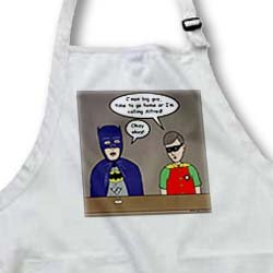  Super Hero Parody with Batman and Robin at the bar - Waist Apron With Pockets