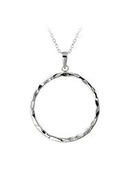 Sterling Silver Hammered Open Circle Pendant Necklace, 18"