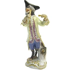 Meissen hand painted Monkey Band Sculpture entitled Kettle Drummer by Meissen