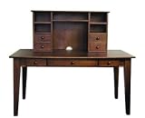 Shaker 60' Home Office Computer Writing Desk with Hutch 2-PC Set, Solid Wood Workstation