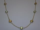 14K Yellow Gold 16 Cable Chain Color-by-the-Yard Necklace, Set with Alternating Checker Board Citrine and Lemon Quartz Stones.