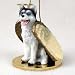 Siberian Husky Black/White Blue Eye Tiny One Dog Angel Christmas Ornament