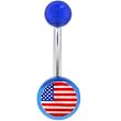 Blue American Flag Logo Belly Button Ring