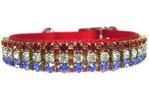 Patriotic Buckle Style Rhinestone Collar - Medium