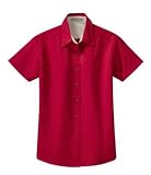 Port Authority - Ladies Easy Care Short Sleeve Shirt Red/Light Stone-XXL