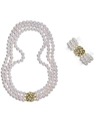 9.5x10mm AAA Quality Japanese Akoya saltwater cultured pearl necklace 51" triple strand Rope
