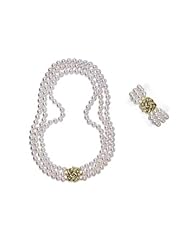 7.5x8mm A+ Quality Japanese Akoya saltwater cultured pearl necklace 51" triple strand Rope