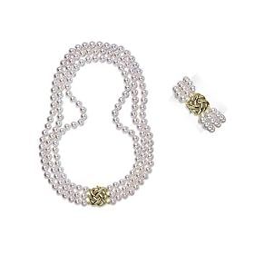 9.5x10mm AAA Quality Japanese Akoya saltwater cultured pearl necklace 51... by American Pearl Jewelers