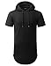 Aiyino Mens Hip Hop Longline Hooded T-Shirt US 2XL Black