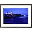 Nubble Lighthouse Alight Underneath Moon-Lit Sky, Cape Neddick, USA Framed Photographic Poster Print by Kevin Levesque, 29x21