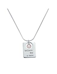 Alexas Angels 3 Word "Believe for a Cure" Pearl Necklace