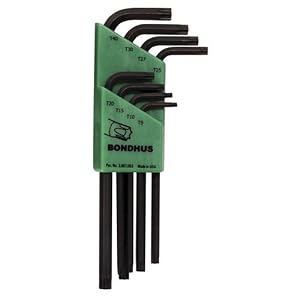 Bondhus 31834 Long Length Star-Tipped L-Wrenches, 8 Piece Set, sizes T9-T40 by Bondhus