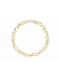 Les Poulettes Jewels - White Pearl Choker Necklace - 700 Freshwater Pearls 4 mm with Silver Clasp