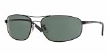 RAY BAN RB 3360 RB3360 002 BLACK METAL CRYSTAL GREEN LENS AVIATOR SUNGLASSES SHADES, 62mm-16mm